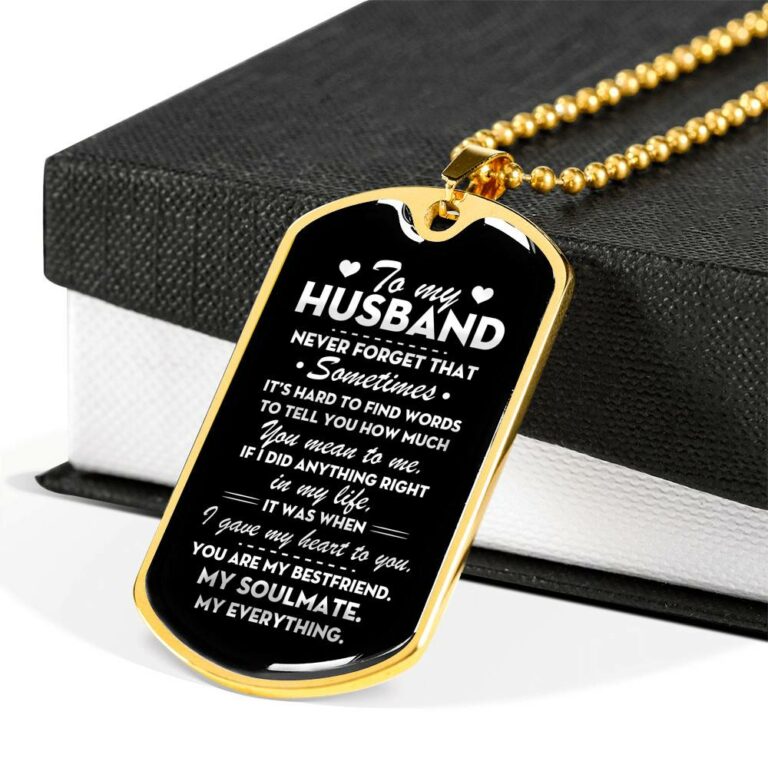 From Wife To My Husband Never Forget That Sometimes It's Hard To Find Words To Tell You Dog Tag Pendant Necklace - Dog Tag (Gold Plated)