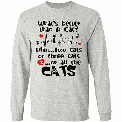 What's Better Than A Cat Two Cats Long Sleeve, Ash, Long Sleeve