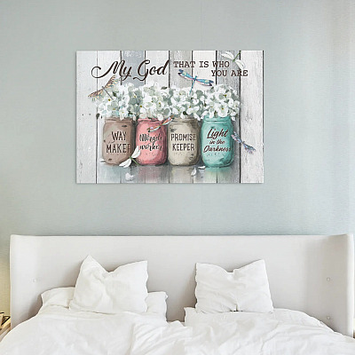 Alternative view of My God That Is Who You Are Flowers Waymaker Miracle Worker Promise Keeper Framed Canvas - Unframed Poster