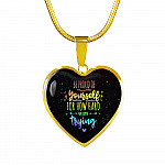 "Be Proud Of Yourself For How Hard You're Trying LGBT Heart Pendant Necklace - Motivational LGBT Gift Jewelry " - Heart Luxury Necklace (Gold Plated)