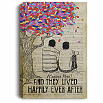 Personalized And They Lived Happily Ever After LGBT Gay Couple Framed Canvas Prints - Gay Pride Unframed Poster, White, 0.75'' Framed Canvas