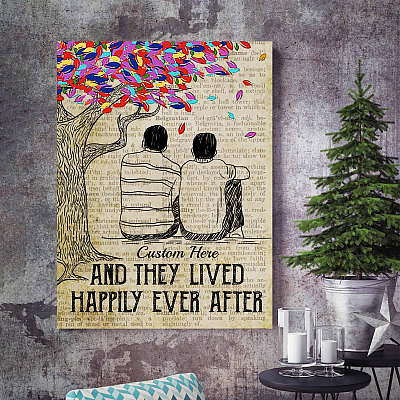 Alternative view of Personalized And They Lived Happily Ever After LGBT Gay Couple Framed Canvas Prints - Gay Pride Unframed Poster
