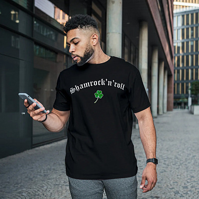 Alternative view of Clover Shamrock N Roll Saint Patrick's Day T-shirt - St Patrick's Day Gaelic Irish Shirt