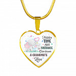 Neither Time Nor Distance Can Lessen A Grandma's Love Cute Elephant Heart Pendant Necklace for Granddaughter - Heart Luxury Necklace (Gold Plated)