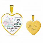 Neither Time Nor Distance Can Lessen A Grandma's Love Cute Elephant Heart Pendant Necklace for Granddaughter - Heart Luxury Necklace (Gold Plated)