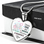 Neither Time Nor Distance Can Lessen A Grandma's Love Cute Elephant Heart Pendant Necklace for Granddaughter - Heart Luxury Necklace (Silver)
