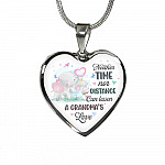 Neither Time Nor Distance Can Lessen A Grandma's Love Cute Elephant Heart Pendant Necklace for Granddaughter - Heart Luxury Necklace (Silver)