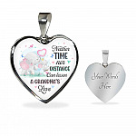 Neither Time Nor Distance Can Lessen A Grandma's Love Cute Elephant Heart Pendant Necklace for Granddaughter - Heart Luxury Necklace (Silver)