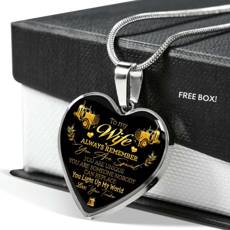 To My Wife Always Remember You Are Special You Light Up My World Love Your Trucker Heart Pendant Necklace - Heart Luxury Necklace (Silver)