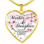 Mother and Daughter the Love Between Mother and Daughter Is Forever Heart Pendant Necklace - Heart Luxury Necklace (Gold Plated)