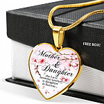 Mother and Daughter the Love Between Mother and Daughter Is Forever Heart Pendant Necklace - Heart Luxury Necklace (Gold Plated)