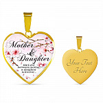 Mother and Daughter the Love Between Mother and Daughter Is Forever Heart Pendant Necklace - Heart Luxury Necklace (Gold Plated)