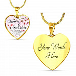 Mother and Daughter the Love Between Mother and Daughter Is Forever Heart Pendant Necklace - Heart Luxury Necklace (Gold Plated)