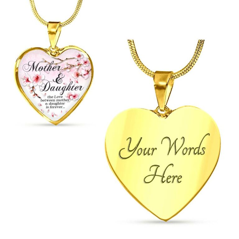 Mother and Daughter the Love Between Mother and Daughter Is Forever Heart Pendant Necklace - Heart Luxury Necklace (Gold Plated)