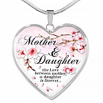 Mother and Daughter the Love Between Mother and Daughter Is Forever Heart Pendant Necklace - Heart Luxury Necklace (Silver)