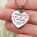 Mother and Daughter the Love Between Mother and Daughter Is Forever Heart Pendant Necklace - Heart Luxury Necklace (Silver)