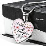 Mother and Daughter the Love Between Mother and Daughter Is Forever Heart Pendant Necklace - Heart Luxury Necklace (Silver)