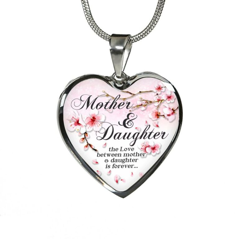 Mother and Daughter the Love Between Mother and Daughter Is Forever Heart Pendant Necklace - Heart Luxury Necklace (Silver)