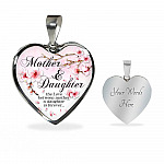 Mother and Daughter the Love Between Mother and Daughter Is Forever Heart Pendant Necklace - Heart Luxury Necklace (Silver)
