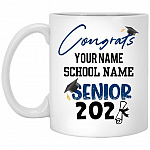Personalized Congrats Quarantine Senior, White, 11 oz. White Mug