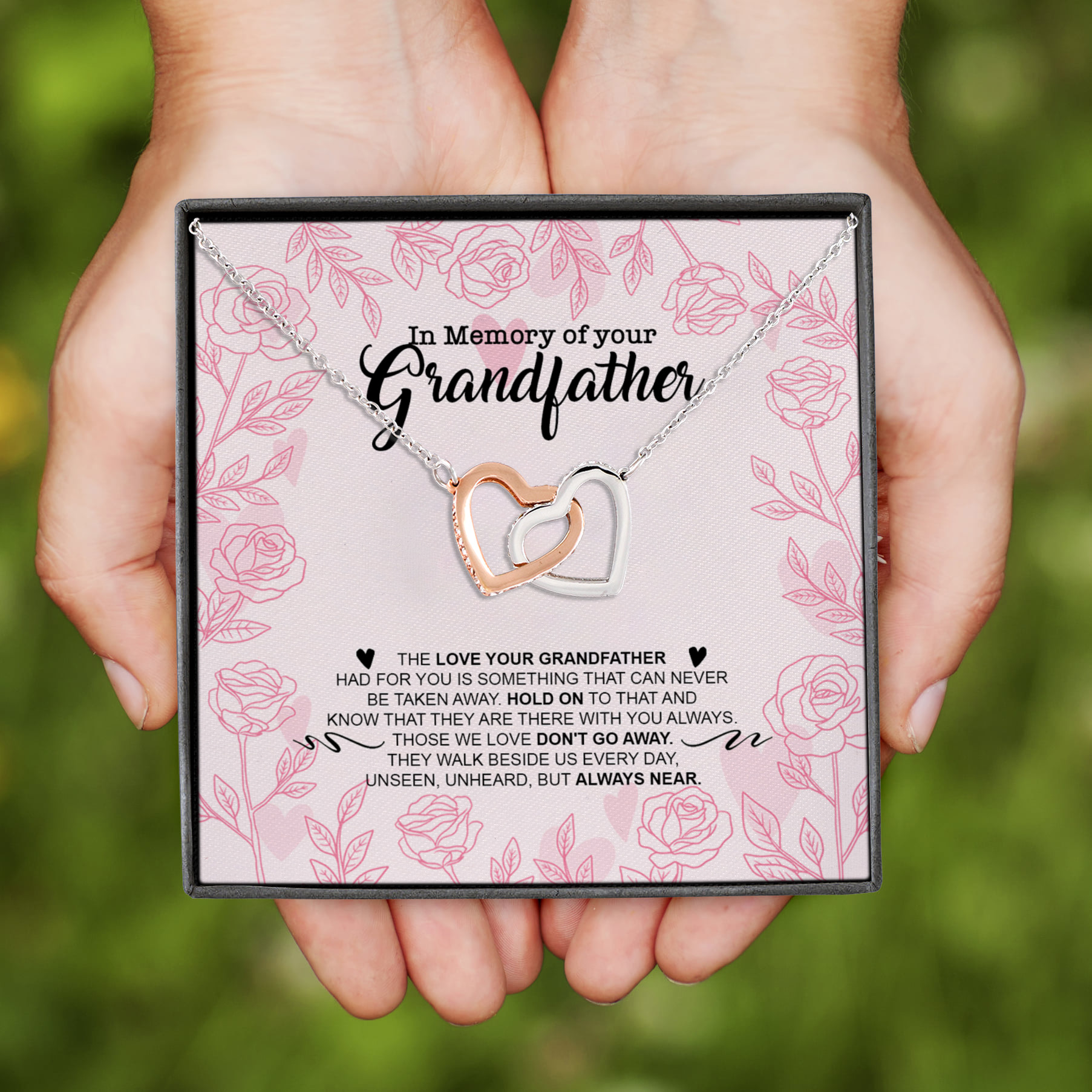 11VT. Memory Of Your Grandfather Interlocking Hearts Necklace