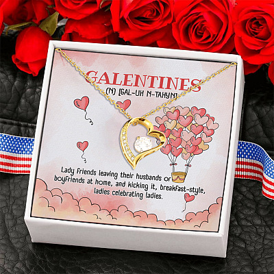 Happy Galentine's Day Ladies Celebrating Galentine's Day 2021 Forever Love Pendant Necklace