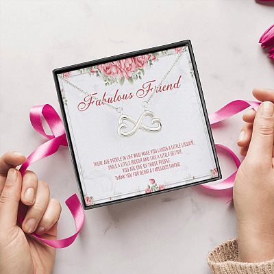 Alternative view of Thank You For Being A Fabulous Friend Infinity Heart Pendant Necklace - Best Friend Jewelry