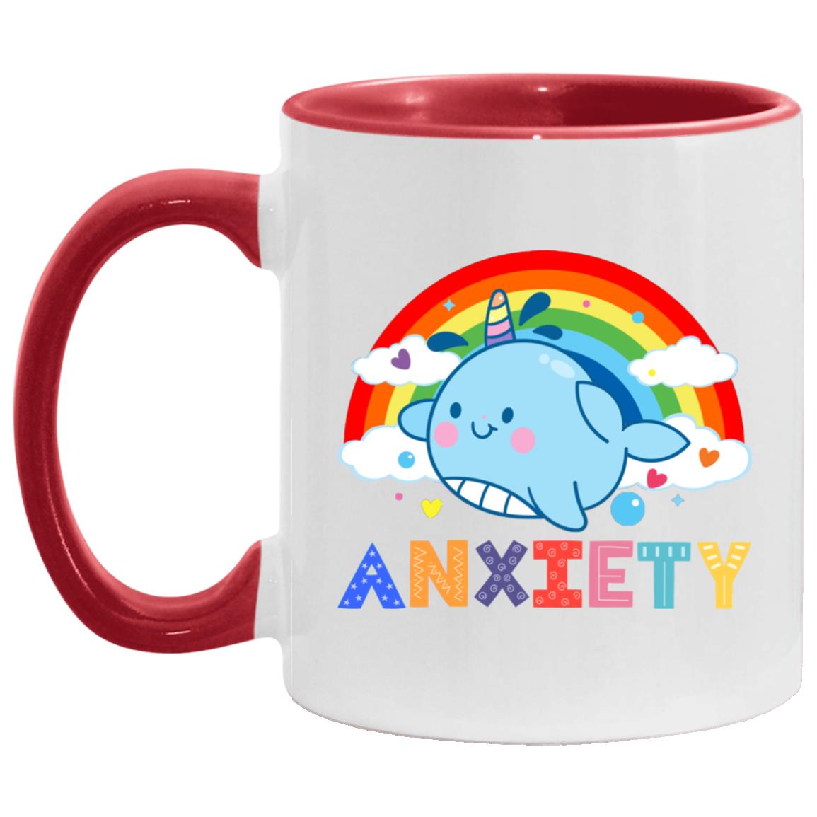 Funny Anxiety Rainbow Accent Mug, White/Red, 11 oz. Accent Mug Funny Anxiety Rainbow Accent Mug, White/Red, 11 oz. Accent Mug