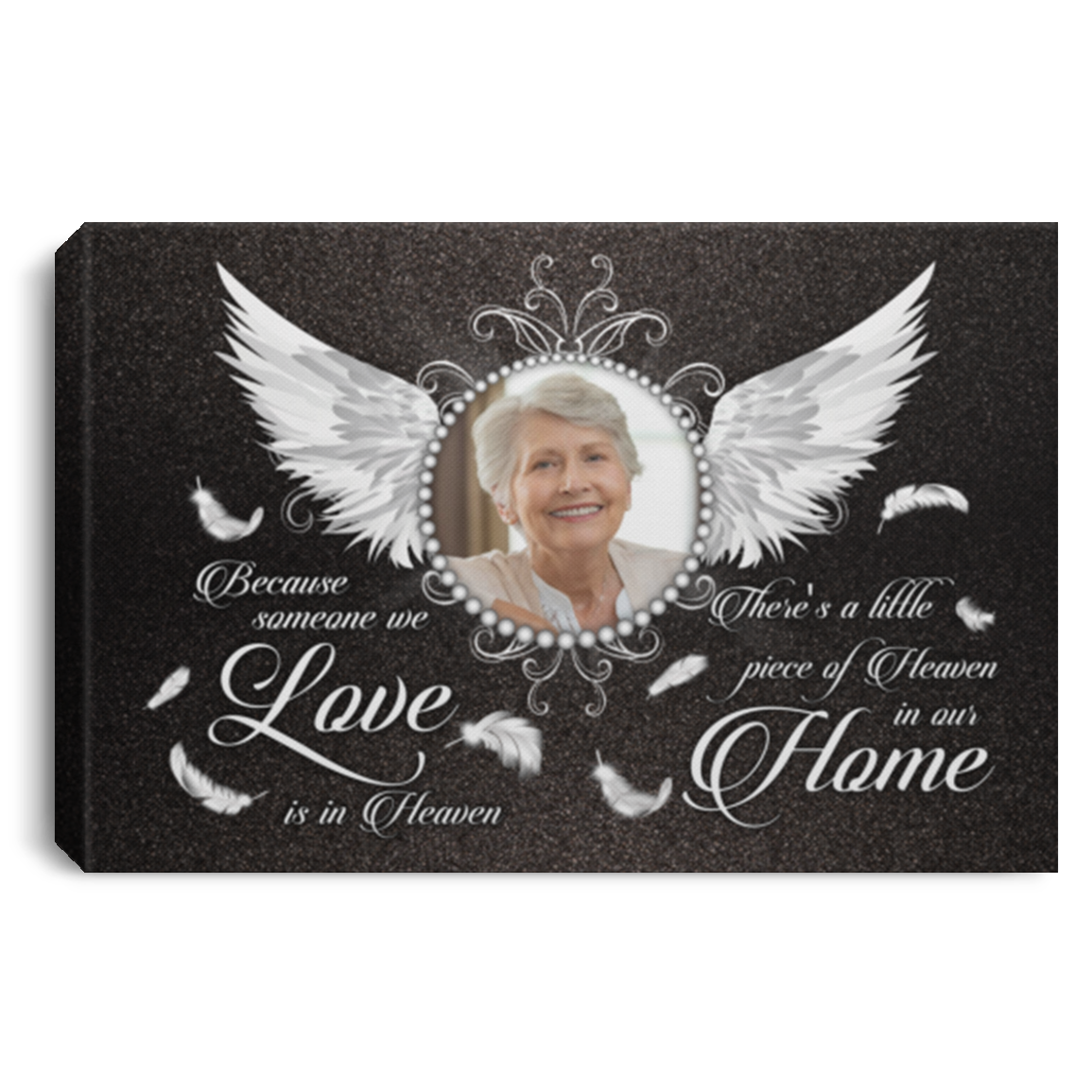 Personalized Photo Because Someone We Love Is In Heaven Memorial Framed Canvas - Unframed Poster, White, 0.75'' Framed Canvas Personalized Photo Because Someone We Love Is In Heaven Memorial Framed Canvas - Unframed Poster, White, 0.75'' Framed Canvas
