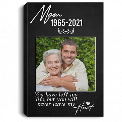 Personalized Photo Mom You Have Left My Life But You Will Never Leave My Heart Framed Canvas - Unframed Poster, White, 0.75'' Framed Canvas
