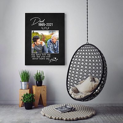 Alternative view of Personalized Photo Dad You Have Left My Life But You Will Never Leave My Heart Framed Canvas - Unframed Poster