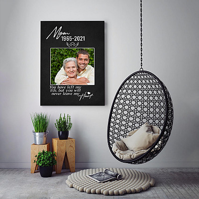 Alternative view of Personalized Photo Mom You Have Left My Life But You Will Never Leave My Heart Framed Canvas - Unframed Poster