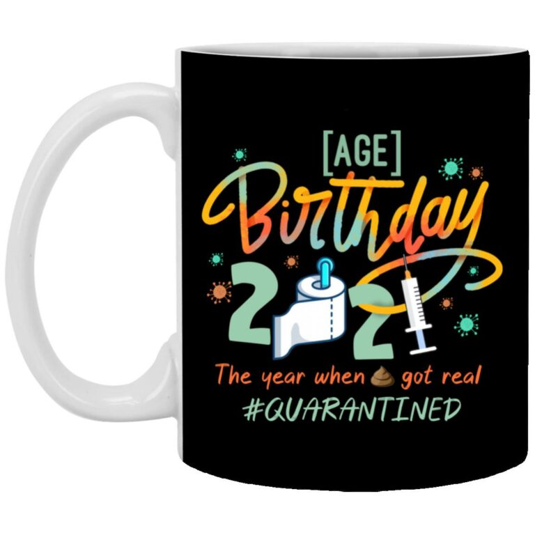 Personalized Birthday 2021 The Year, Black, 11 oz. White Mug
