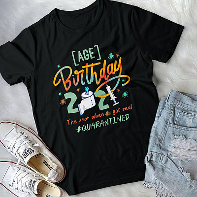 Alternative view of Personalized Birthday 2021 The Year When Shit Got Real T-Shirt - V-Neck Shirt - Funny Birthday 2021 Gift