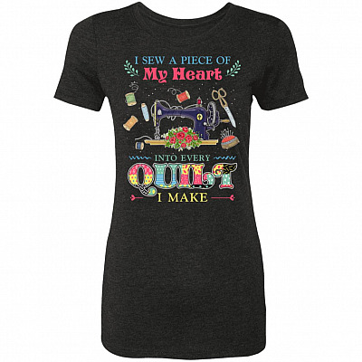 I Sew A Piece Of My Heart, Vintage Black, Premium Ladies T-Shirt