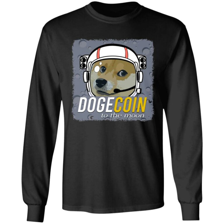 Dogecoin Astronaut Shiba Dog Go To Hoodie, Black, Long Sleeve