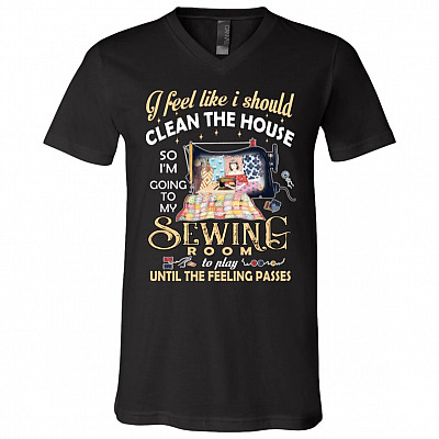 I Feel Like I Should Clean, Black, V-Neck T-Shirt