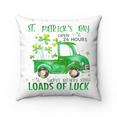 Loads of Luck Lucky Delivery Service Happy St Patrick's Day Throw Pillow - Decorative Pillow