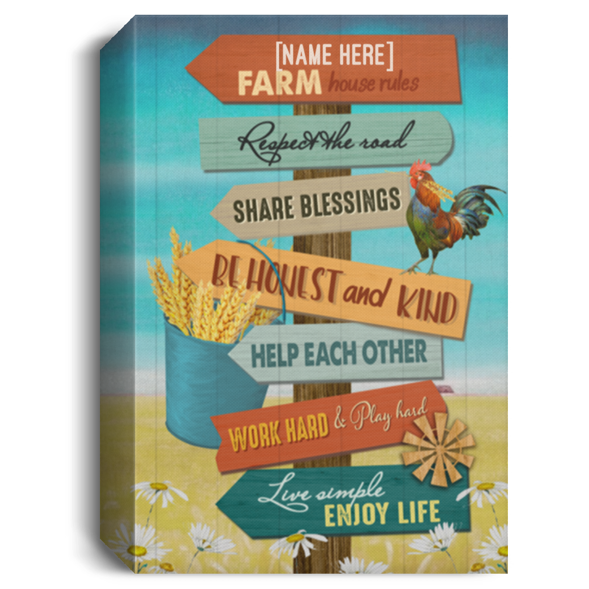 Personalized Farmhouse Rules Framed Canvas - Respect The Roads Share Blessings Unframed Poster, White, 1.5'' Deluxe Framed Canvas Personalized Farmhouse Rules Framed Canvas - Respect The Roads Share Blessings Unframed Poster, White, 1.5'' Deluxe Framed Canvas