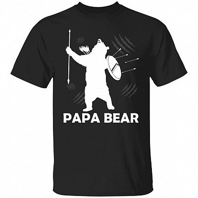 Papa Bear Shirt, Black, Unisex T-Shirt