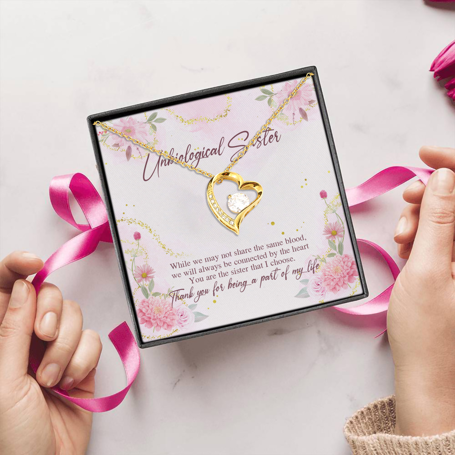 2HP. Sister That I Choose Forever Love Necklace (Gold) 5