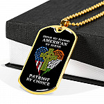 Irish By Blood American By Birth Patriot By Choice Dog Tag Pendant Necklace - Dog Tag (Gold Plated)