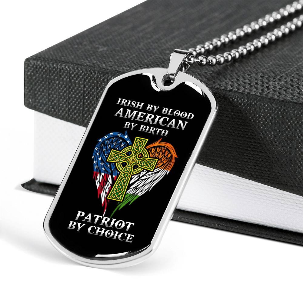 Irish By Blood American By Birth Patriot By Choice Dog Tag Pendant Necklace - Dog Tag (Silver) Irish By Blood American By Birth Patriot By Choice Dog Tag Pendant Necklace - Dog Tag (Silver)
