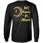 Moon Friends Not by Blood but Sister by Heart Couple Print on Back Only Hoodie - Sweatshirt - Long Sleeve Shirt, Black, Long Sleeve