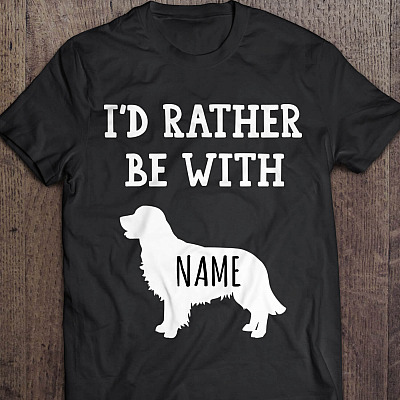 Alternative view of Personalized Golden Retriever T-shirt - I'd Rather Be With My Dog Shirt - Dog Lovers Shirt