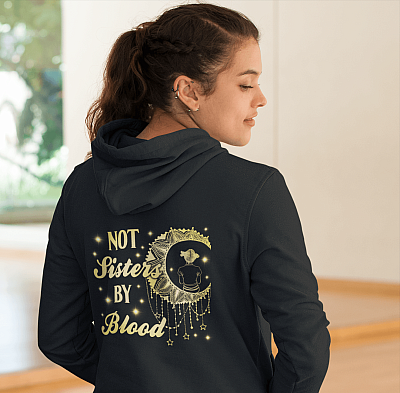Alternative view of Moon Friends Not Sister by Blood but by Heart Couple Print on Back Only Hoodie - Sweatshirt - Long Sleeve Shirt
