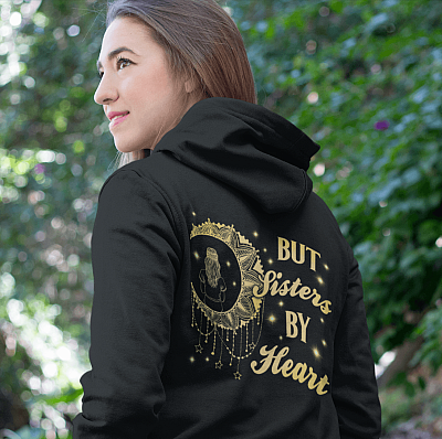 Alternative view of Moon Friends Not by Blood but Sister by Heart Couple Print on Back Only Hoodie - Sweatshirt - Long Sleeve Shirt