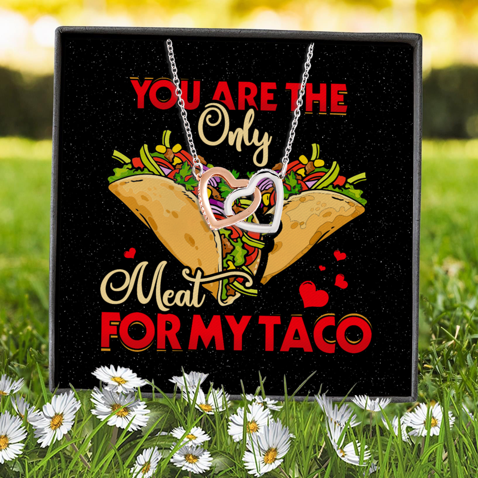 5KT. You Are The Only Meat My Taco Interlocking Hearts Necklace 7