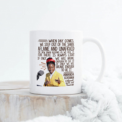 Alternative view of Amanda Gorman The Hill We Climb Inauguration Poem Feminist Ceramic Coffee Mug