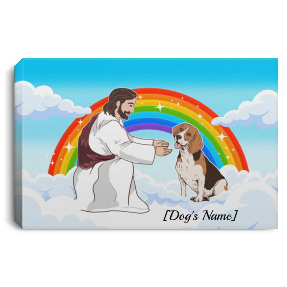 Personalized Jesus  Love Beagle In Heaven Framed Canvas - Unframed Poster - Dog Memorial Personalized Gift, White, 0.75'' Framed Canvas Personalized Jesus Love Beagle In Heaven Framed Canvas - Unframed Poster - Dog Memorial Personalized Gift, White, 0.75'' Framed Canvas